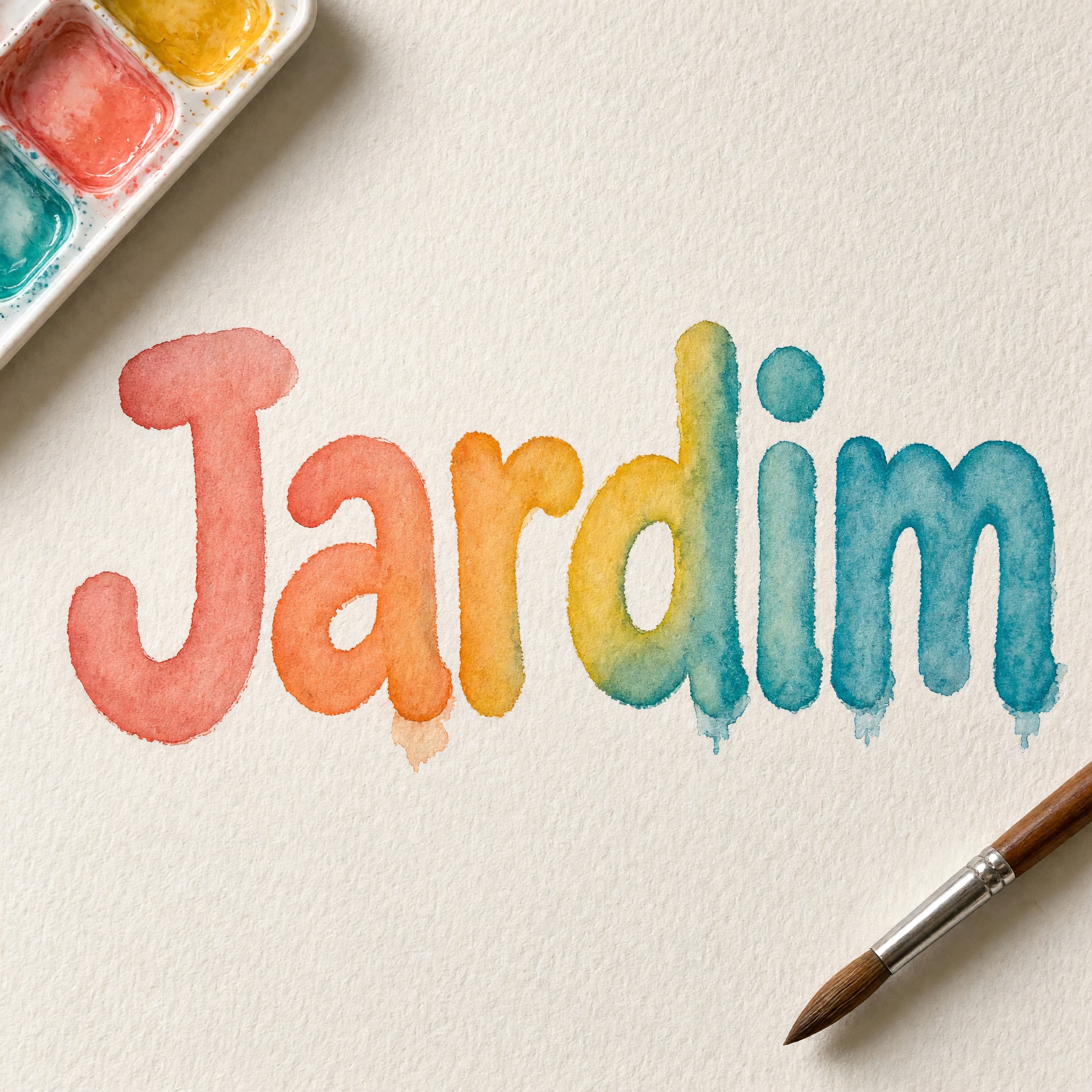 Fonte de IA Fonte Aquarela gerada no Grok Imagine: a palavra Jardim