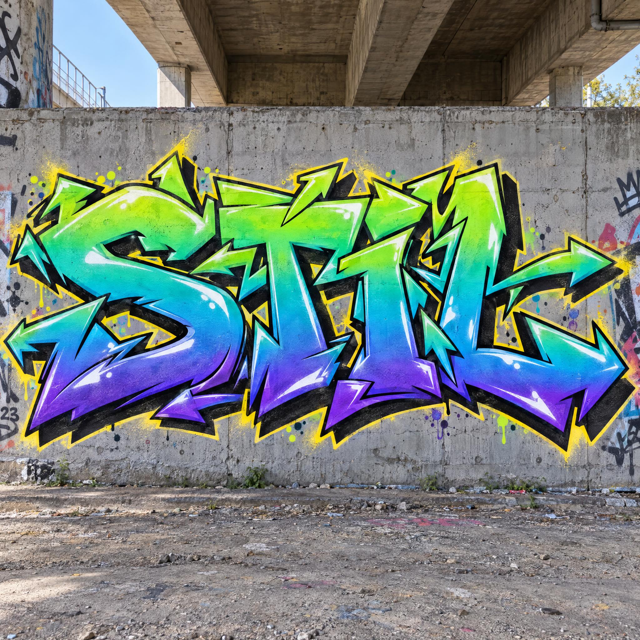 Wildstyle-Graffiti KI-Schrift Beispielbild