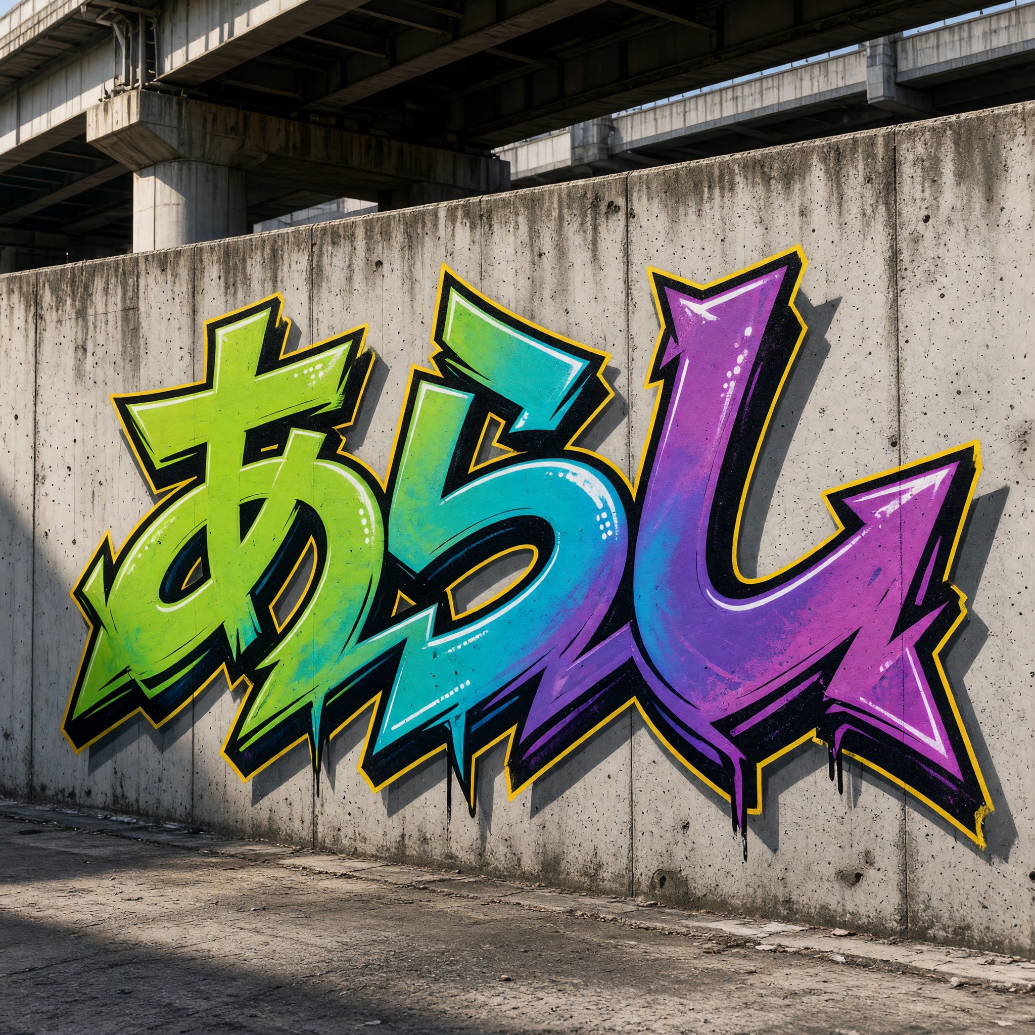 Grok Imagine で生成した ワイルドスタイルのグラフィティ AIフォント：文字「あらし」