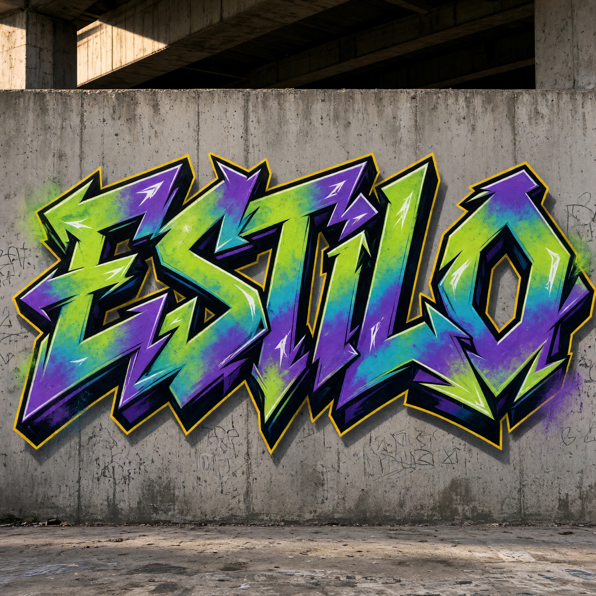 Fonte de IA Grafite wildstyle gerada no Grok Imagine: a palavra ESTILO