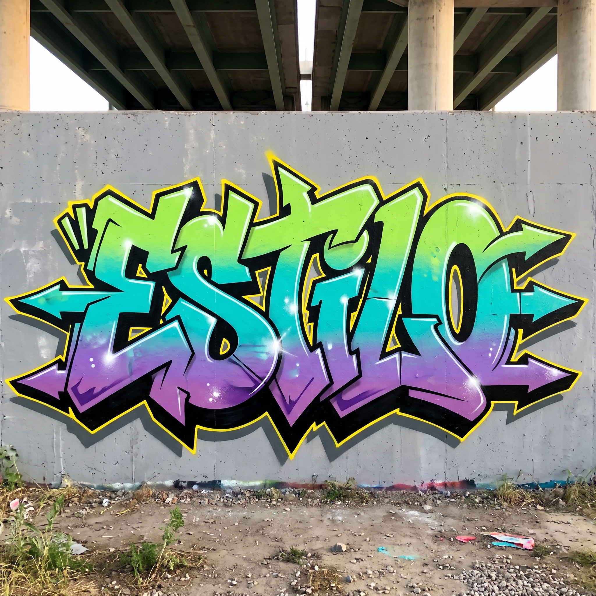 Fuente de IA Graffiti wildstyle generada con Nano Banana: la palabra ESTILO
