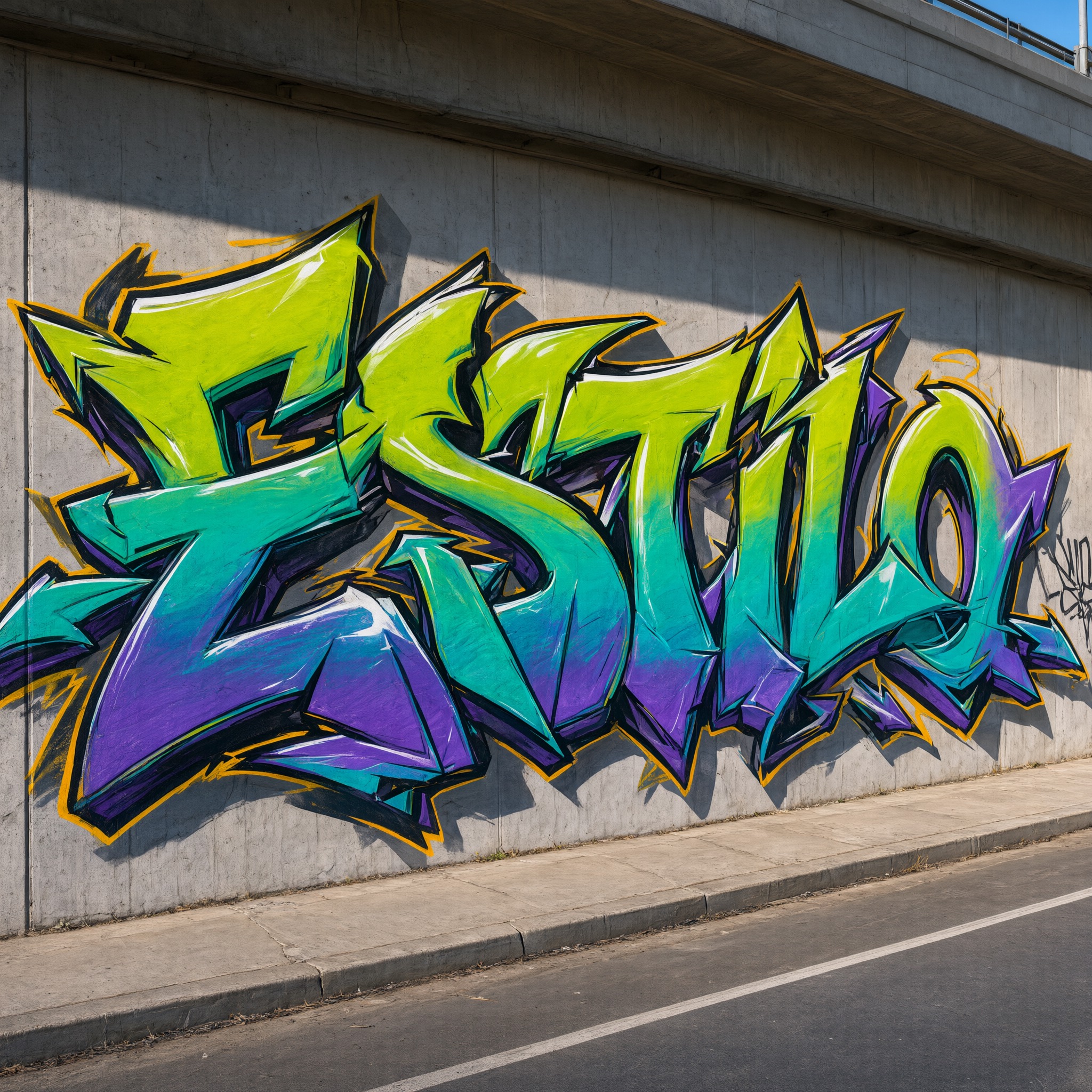 Fuente de IA Graffiti wildstyle generada con Qwen-Image: la palabra ESTILO