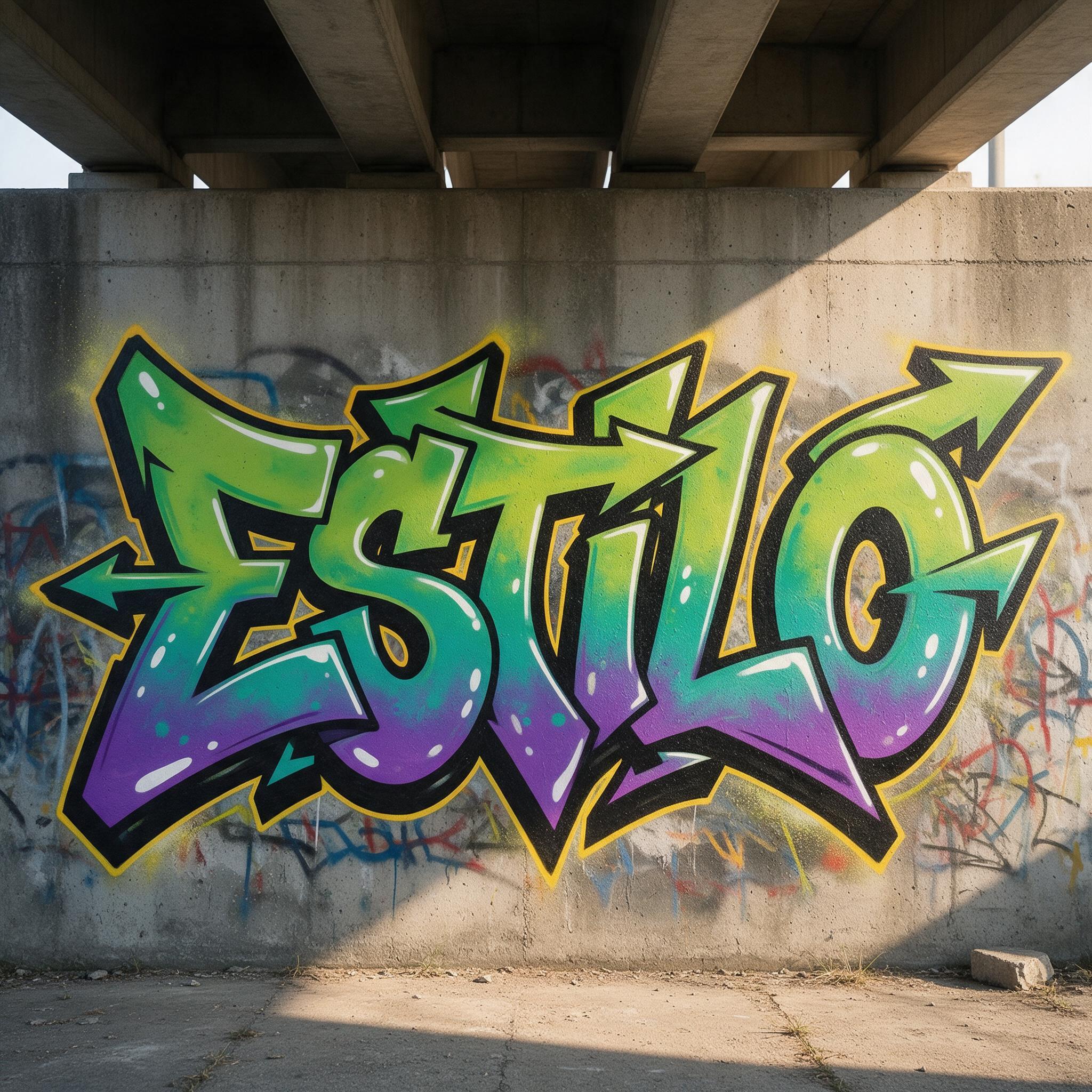 Fonte de IA Grafite wildstyle gerada no Seedream: a palavra ESTILO