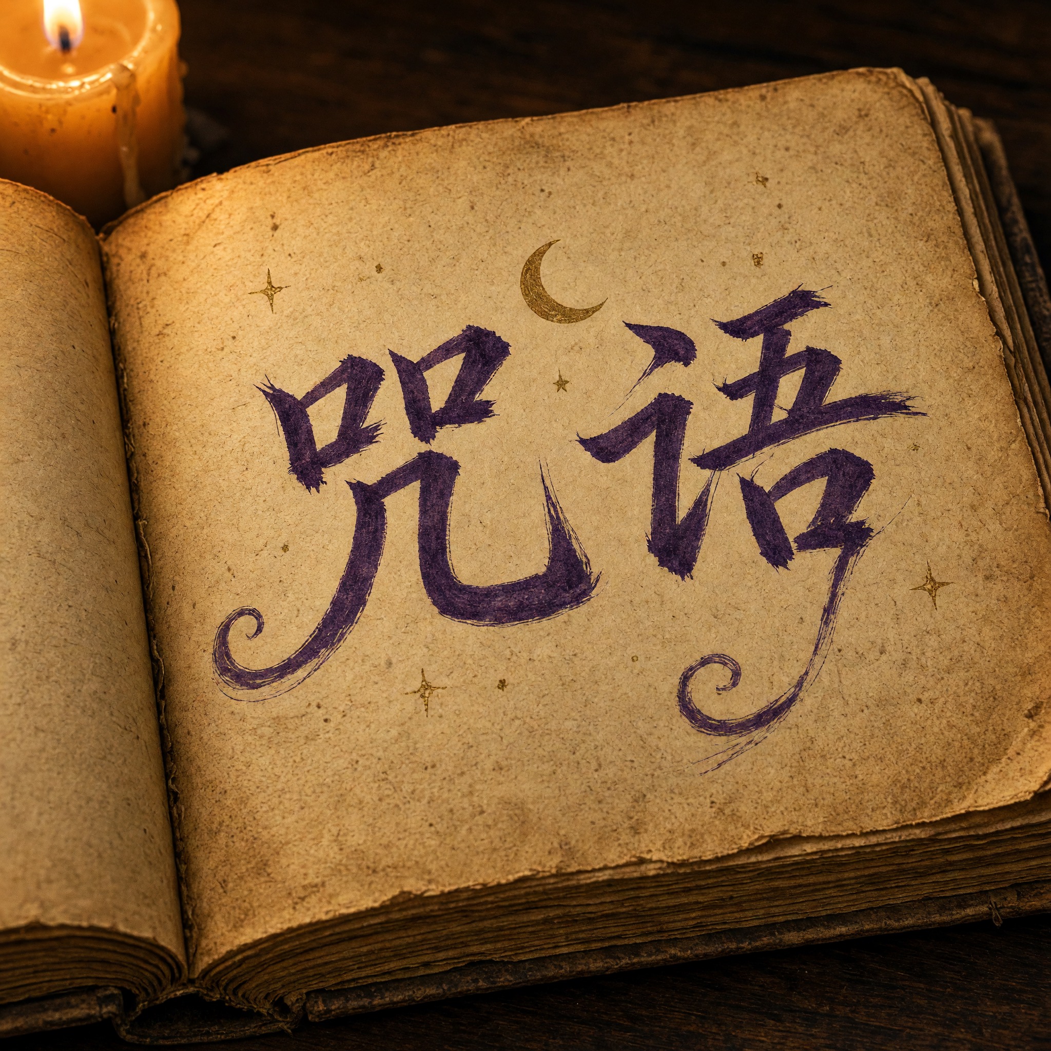 女巫字体 AI 字体在 Grok Imagine 上的生成结果：文字 咒语