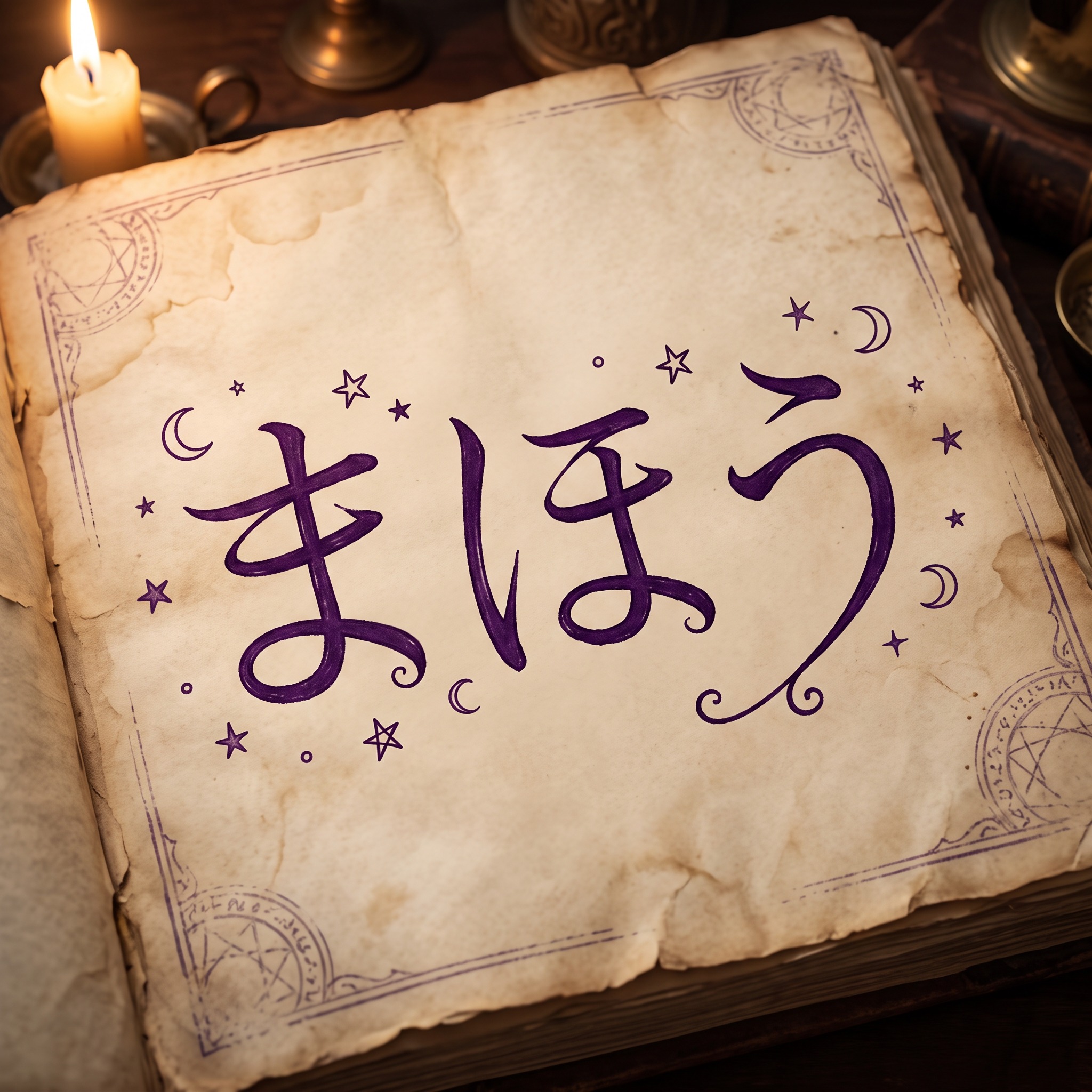 Nano Banana で生成した 魔女の文字 AIフォント：文字「まほう」