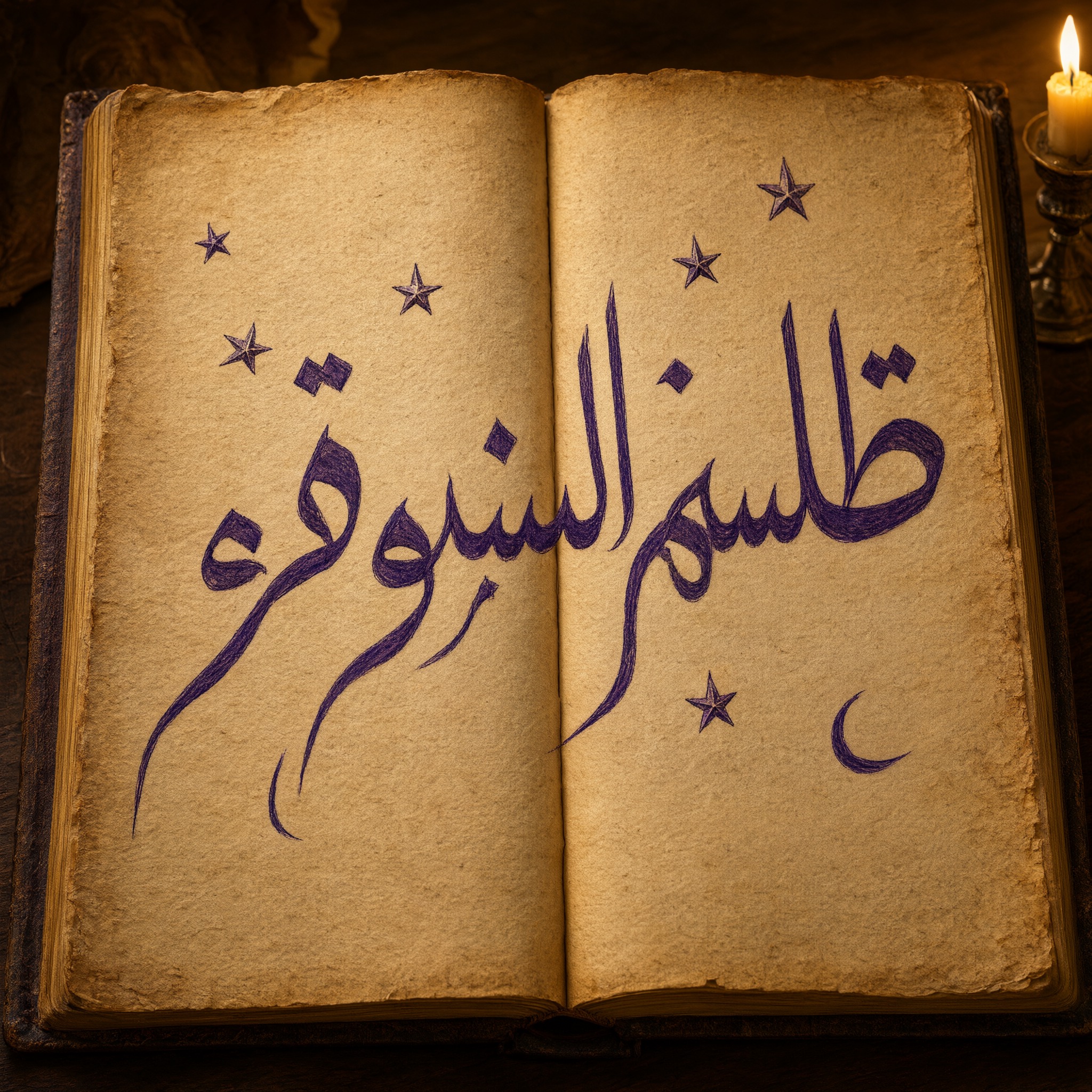 خط خط الساحرة بالذكاء الاصطناعي من توليد Qwen-Image: كلمة طلسم