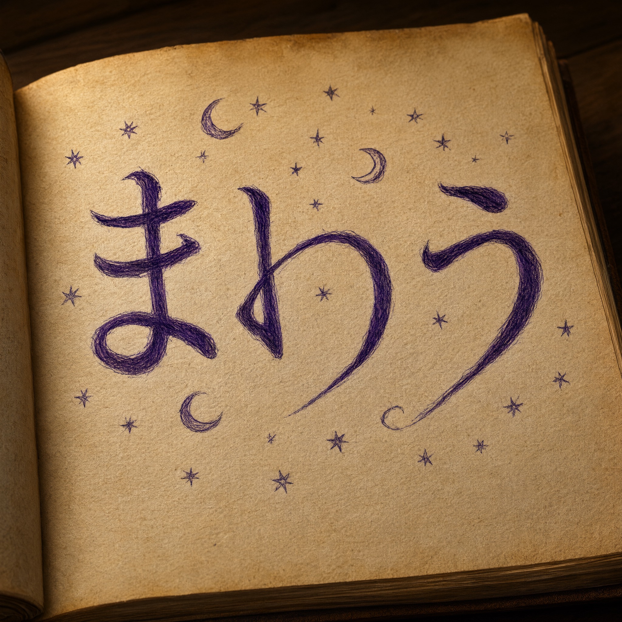 Qwen-Image で生成した 魔女の文字 AIフォント：文字「まほう」