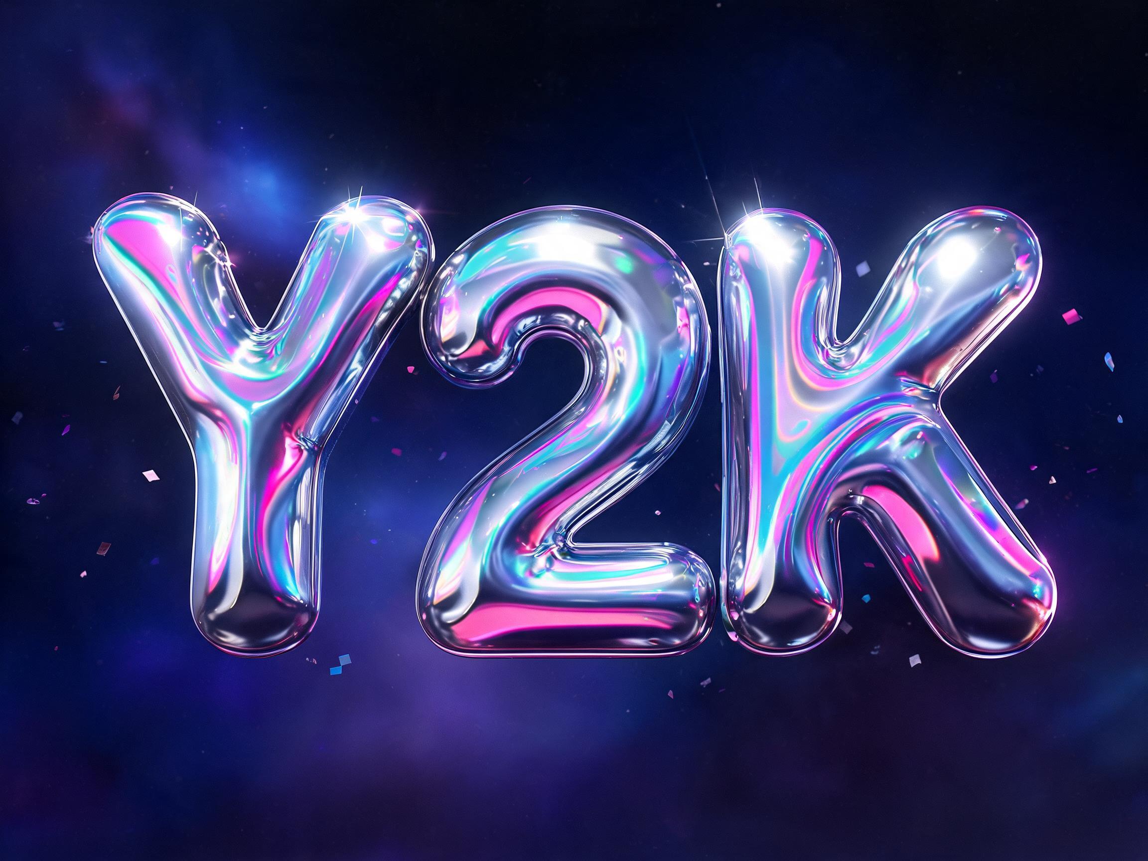 Y2K Chrome Bubble AI font effect image