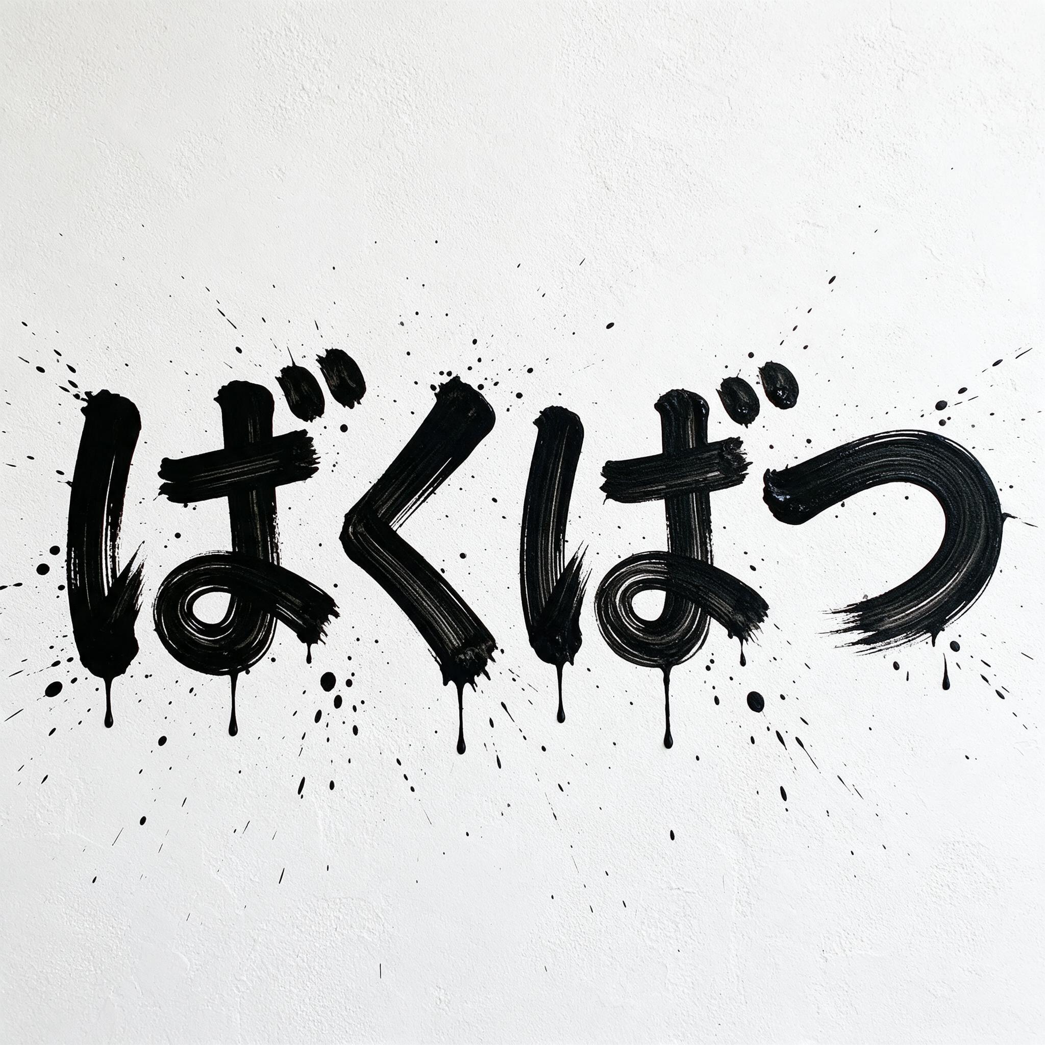 Seedream Japanese paint splatter text reading ばくばつ instead of ばくはつ